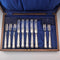 1923 British Antique Pure Silver Handle Dessert Cutlery 5 Pair Yates Brothers Wooden Box